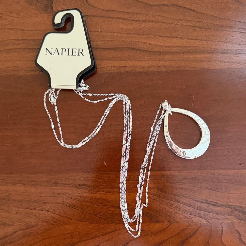 Napier Silver Oval Pendant Necklace